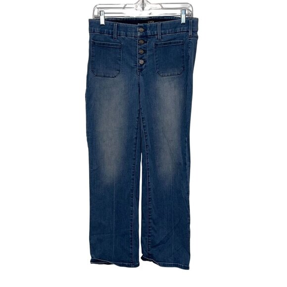NYDJ Blue High-Rise Button-Fly Stretch Denim Straight Leg Women's Jeans Size S - Picture 1 of 10